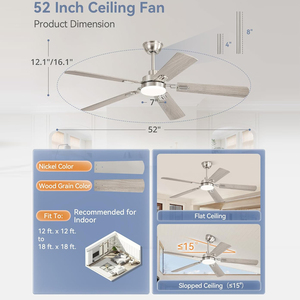 Quạt Trần với đèn Nickel Quạt trần hiện đại với phòng ngủ từ xa quạt trần trong nhà với kép kết thúc Blades LED ánh sáng - Product Image 5