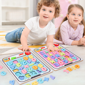 Caldo in legno Multi-funzione per bambini modello di telefono giocattolo Puzzle con alfabeto e riconoscimento dei numeri mano impugnatura bordo illuminazione - Product Image 4
