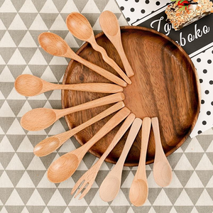 Ensemble de cuillères à thé en bambou naturel, petites cuillères à <span class=keywords><strong>soupe</strong></span>, à dessert et à miel pour la vaisselle de table à la maison - Product Image 6