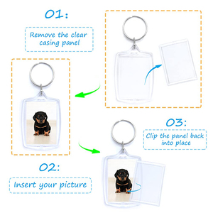 Khóa móc hình ảnh trong suốt, trống, làm bằng nhựa <span class=keywords><strong>acrylic</strong></span>, có thể in ảnh, trang trí, làm quà tặng tùy chỉnh - Product Image 4