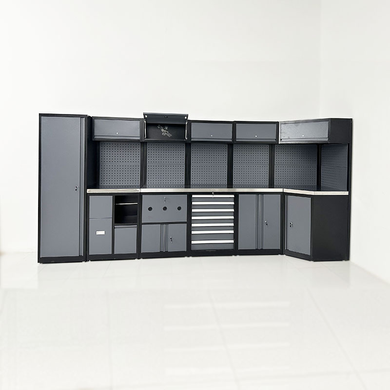 Modern Metal Workbench and Toolbox Combination