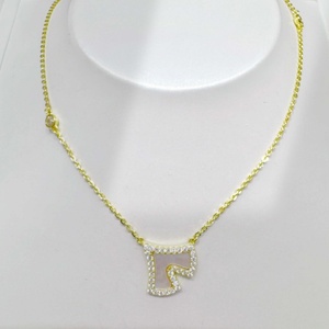 Collar con colgante de gota de agua en plata 925, chapado en oro amarillo, delicado, para uso diario, para mujer. - Product Image 2