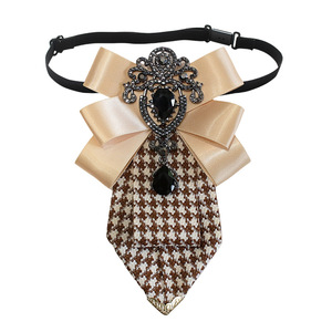 Elegante <span class=keywords><strong>Corbata</strong></span> de Moño de Cristal con Colgante de Gema Negra, Lujosa <span class=keywords><strong>Corbata</strong></span> de Moño con Diseño de Pata de Gallo y Diamantes de Imitación para Hombres/Mujeres, Ideal para Bodas y Fiestas Formales - Product Image 4