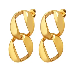 Minimalist Antique Brass Hoop Gold Color Geometric Dangle For Women Fashion Jewelry Metal Tassel Link Chain Drop Earrings