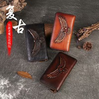 Dompet uang logam kapasitas besar, tas uang logam ritsleting timbul uniseks kulit Top Grain untuk pria wanita