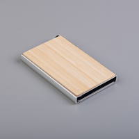 Bambu otomatis pop up pemegang kartu kredit rfid memblokir Dompet Logam ramping