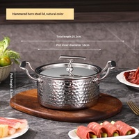Marmite de cuisson en acier inoxydable 304 à 3 couches, motif martelé, petite, pour cuisine domestique et restaurant