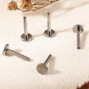Pernos de titanio sin rosca para barra base de aretes, con diseños de loto, estrella, corazón y flor, herramienta de perforación de joyería. - Product Image 6