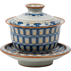 Guanlan Ru Kiln Dunhuang Ten Thousand Buddhas Three Talents Gaiwan Large Capacity Porcelain Kung Fu <b>Tea</b> <b>Set</b> - Product Image 5
