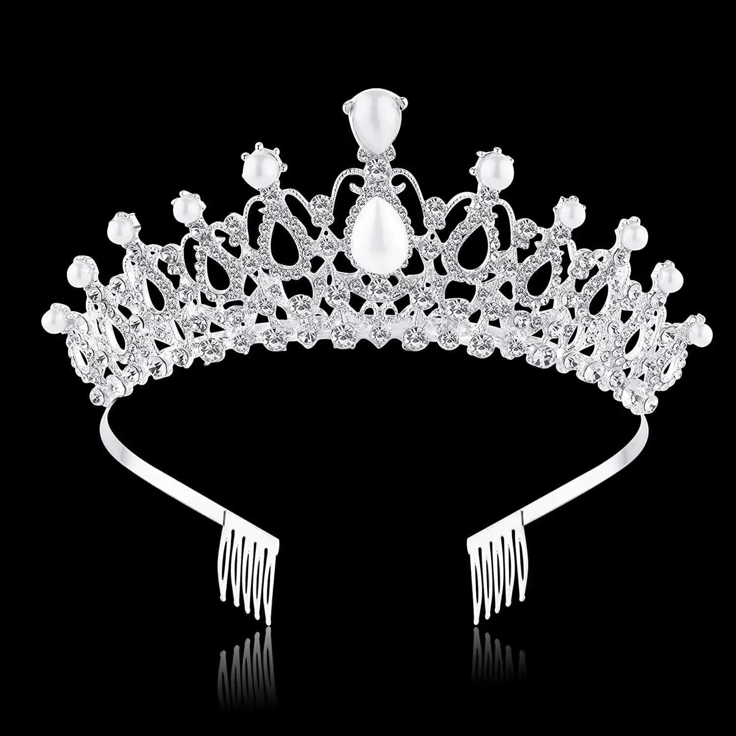 Bride crown headband Korean crystal forehead ornament eyebrow heart pendant alloy rhinestone wedding tiara