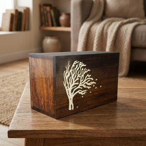 Handmade Wooden Ashes Urn Customized Tree of Life Cremation <b>Keepsake</b> <b>Box</b> Eco-Friendly Art Display Funeral Supply - Product Image 2