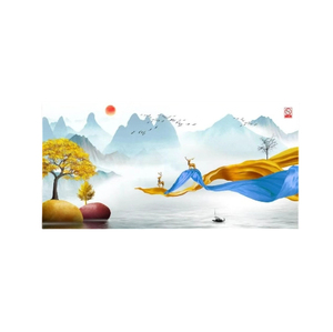 Tableau décoratif mobile horizontal en aluminium avec <span class=keywords><strong>cadre</strong></span> métallique, style Art Déco, à chauffage électrique infrarouge lointain au graphène - Product Image 4