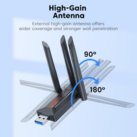 Adaptateur Wi-Fi double bande ultra-rapide Toocki AX9000 Speed Antennes rotatives de conception sans pilote pour une connexion Internet stable