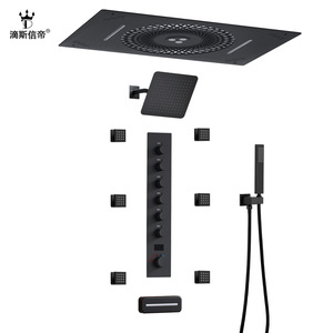 Ensemble de douche multifonctionnel simple en acier inoxydable avec lumière d'ambiance musicale, nouvelle collection pour la salle de bain à domicile - Product Image 1