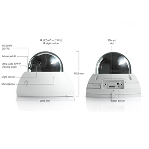 Cámara Domo Exterior con IA Ubiquiti UVC-AI-Dome 4K, Reconocimiento Facial/LPR, Grabación SD, UniFi Protect, UBNT Ubiquiti UVC-AI-Dome W1339 - Product Image 2