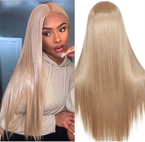 Cabello humano europeo Rubio encaje 30-32 pulgadas recto HD sin pegamento prearrancado peluca con malla frontal 200% densidad Natural M línea de cabello - Product Image 4