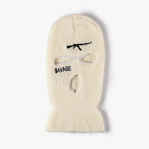 Vente en gros 100% acrylique hiver cyclisme <span class=keywords><strong>masque</strong></span> de ski cagoule rappeurs broderie logo <span class=keywords><strong>masque</strong></span> complet 3 trous tricoté Skimask - Product Image 4
