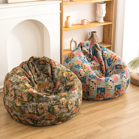 Canapé paresseux moderne européen inclinable et pliable en tissu confortable à motif zèbre, avec broderie géante en forme de larme, pouf pour salon intérieur