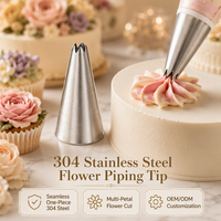 15 19 Douilles de décoration de gâteaux en acier inoxydable 304, grandes douilles à glaçage en forme de pétales de rose avec service OEM ODM personnalisé