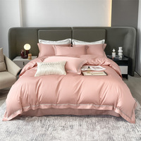 Parure de lit 100 % coton sergé, coton à fibres longues, 4 pièces, housse de couette, drap, taie d'oreiller, antistatique, toutes saisons, luxe