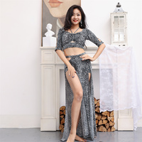 Costume de danse du ventre personnalisé à imprimé léopard moderne, tenue de performance sur mesure pour spectacles de danse et fêtes