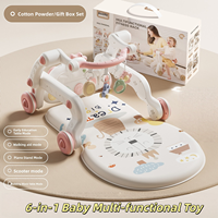 Portique d'éveil multifonctionnel 6-en-1 pour bébé, tapis souple antidérapant aux formes géométriques, ensemble de jouets suspendus, intégration sensorielle musicale et lumineuse