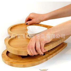 Bandeja de queso de madera en forma de corazón Yu Feifan de doble capa con juego de cubiertos para servir aperitivos y delicatessen en fiestas - Product Image 3