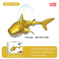 HW TOYS Bateau Requin Télécommandé 2.4G à Jet d'Eau avec Piles Incluses Portée 30-40m Prêt à l'Emploi pour Enfants