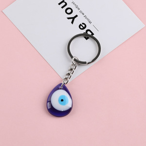 Porte-clés en résine œil turc bleu, pendentif en alliage de zinc en forme de cœur, étoile, ovale, rond, accessoire créatif - Product Image 4