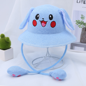Sombrero de cubo <span class=keywords><strong>Pikachu</strong></span> con <span class=keywords><strong>orejas</strong></span> móviles para niños, sombrero de sol tejido para niños y niñas, sombrero de sol con <span class=keywords><strong>orejas</strong></span> móviles - Product Image 3