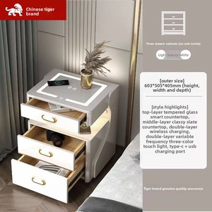 Tủ đa năng tích hợp, bàn cạnh giường ngủ thông minh với sạc không dây kép, bàn đầu giường thông minh có ngăn an toàn - Product Image 6