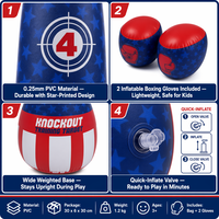 Ensemble de sacs de frappe gonflables pour enfants avec gants, en PVC, pour entraînement, jeu de combat intérieur/extérieur