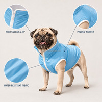 Manteau rembourré bleu pour chien, coupe-vent et résistant à l'eau, pour chiens de petite et moyenne taille, promenade en bord de mer, col montant, fermeture éclair avant, garniture blanche