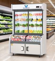 Vitrine Réfrigérée Commerciale à Triple Température, Réfrigérateur-Congélateur Vertical pour Brochettes de Malatang, Barbecue et Aliments Frais