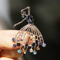 Broche de luxe XILIANGFEIZI en cristal bleu, motif ballerine, bijoux en or pour femme, prix de gros bas
