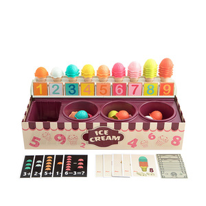 Teboer Toys – boîte de correspondance des chiffres en forme de crème glacée, jouet éducatif en bois pour enfants de 3 à 6 ans, jeu d'apprentissage pour le développement cognitif - Product Image 1