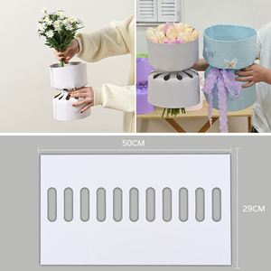 Boîte à bouquet en carton rigide, ronde, doublée pour un emballage rapide des fleurs - Product Image 4