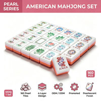 Tuiles de mahjong en acrylique à motif bambou, ensemble de mahjong américain pliable de luxe, tuiles de mahjong durables pour 4 joueurs, jeu de voyage
