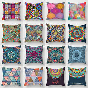 INSHRE sarung bantal persegi geometris, kain perca warna-warni cetak Mandala, sarung bantal kamar tidur bantal Sofa rumah - Product Image 1