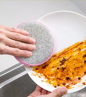 Éponge à vaisselle double face pour ménage, outils de cuisine réutilisables, brosse pour laver la vaisselle