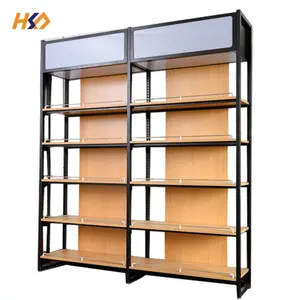 Multi-Function Wooden Supermarket Shelves Display Cases Acrylic Retail Shelf Unit With Light Box