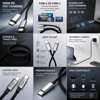 Câble adaptateur de charge rapide USB-C vers C 3A avec conducteur en cuivre pur et gaine tressée en nylon