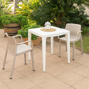 Set di 4 sedie Lea - Sedia moderna da esterno - Disponibile in 3 colori - Taupe - Product Image 1
