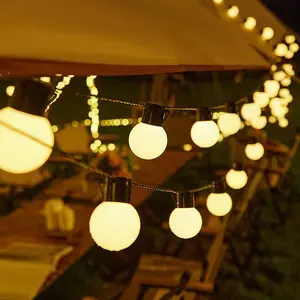 5M 20LEDwhite G50ビッグボールライトLEDフェストゥーンパティオガーランドストリングforCamping RV Globe Bulb Warm White Home Decor Lighting