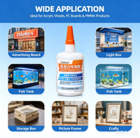 Adhésif acrylique transparent spécial Zhanlida 45g pour panneaux publicitaires en PMMA, verre organique, PC et boîtes de rangement