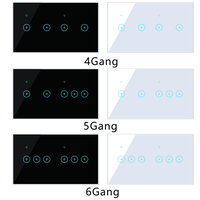 Summao UK/US 4 5 6 Gang Tuya App Interrupteur intelligent avec Alexa Google Verre blanc/noir Contrôle mobile Interrupteur mural WiFi