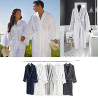 Peignoir en coton blanc gaufré pour adultes, kimono, peignoir gaufré personnalisé avec logo, peignoir gaufré unisexe