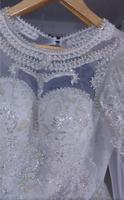 Robe de mariée princesse arabe à traîne, blanche, avec application de cristaux, manches bouffantes, illusion de luxe personnalisée 2024