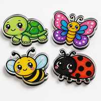 Aimant de réfrigérateur personnalisé en acrylique, motif zèbre mignon, dessin animé Kawaii, découpé à la forme, 3 mm, support magnétique noir, vente en gros, cadeau