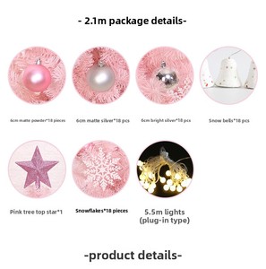 Vente en gros usine : Nouvel ensemble d'arbres de Noël roses tendance (45-210 cm) – Arbre en PVC décoré de flocons de neige et de boules - Product Image 6